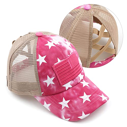 Image of C.C Exclusives Hatsandscarf Washed Distressed Cotton Denim Ponytail Hat Adjustable Baseball Cap (BT-13)