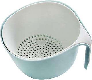Zeakone 2-in-1 Large Nest Washing Colander Bowl Sets & Food Strainers with Long Good Grips, Kitchen Plastic Washing Bowl a...