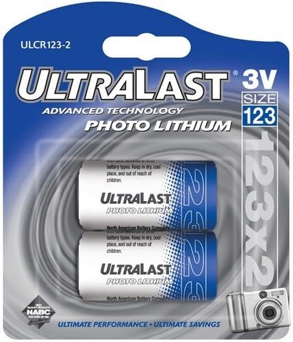 Dantona UL1232 UL1232 CR123-A Baterías de litio fotográfico de 3 voltios, 2 unidades
