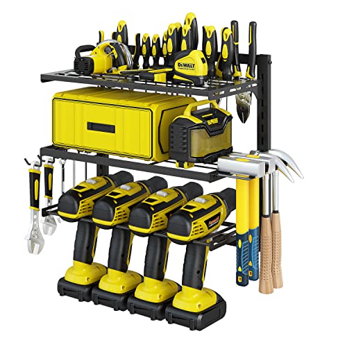 Junyuan Power Tool Organizer Wall Mount, Garage Tool Organizers And Storage With Cordless Drill Holder,Hammer Organizer Holder(3 Layer) #TOP6