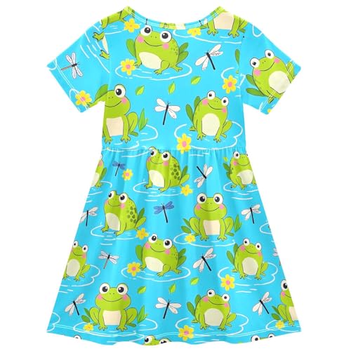 Girls Cute Duck Theme Summer Dresses Toddler Short Sleeve A-Line Dress2