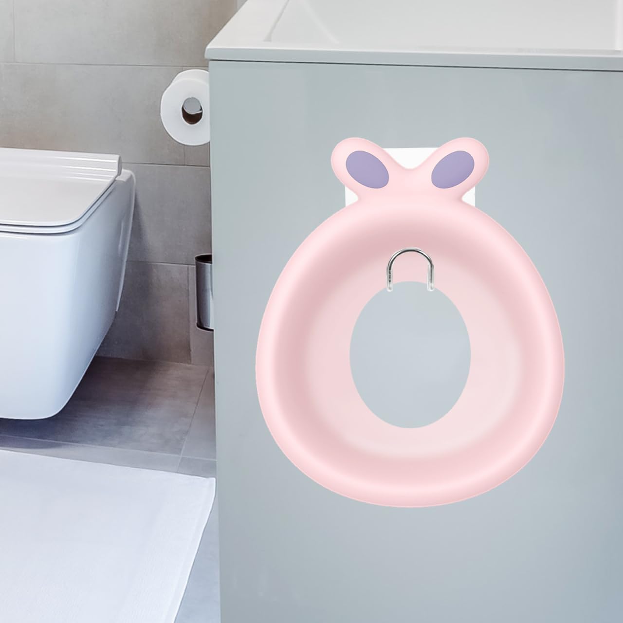 Kids Potty Seat Hook Hanger Wall Mount Holder for Toddler Toilet Training Seat Bathroom Storage Organizer Easy Install 2.76X2.09X1.77 Inches