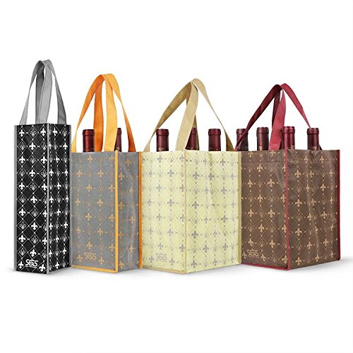 Simply Green Solutions - Reusable Wine Gift Bags with Handles, Carrier for 1-6 Bottles, Set of 4, Versailles