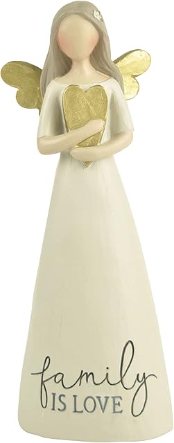 Feather & Grace Heart, Figurine Inscription Family is Love, Angel Memorial Indoor or Outdoor Decor, Sculptures or Statues As Inspirational Gifts-Resins, Multi, One Size