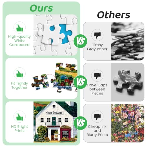 500 Piece Puzzles for Adults,Country Cottage Jigsaw Puzzles 500 Pieces, Green Valley Meadow Puzzles for Teens Seniors, Summer Farm Garden Jigsaw Puzzle Relaxing Family Activity Birthday Gift - Image 4