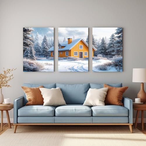 Impression Sur Toile Boho Mur Vide Solution Tableaux Moderne Forêt d'Hiver Encadrée - 3