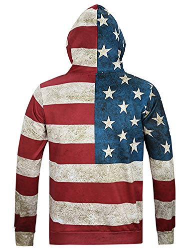 Unisex USA American Flag Print 4th of July Patriotic Long Sleeve Pockets Slim Pullover Hoodie Sweatshirt3