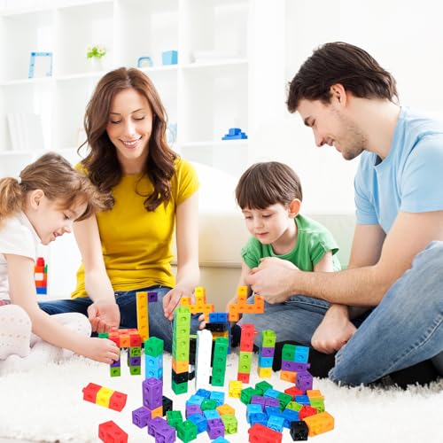 Image of 701 Pcs Math Learning Linking Cube with Pink Storage Container Counting Cubes Plastic Colorful Counting Blocks Math Manipulatives Classroom Learning Supplies for Home school Educational(Pink)
