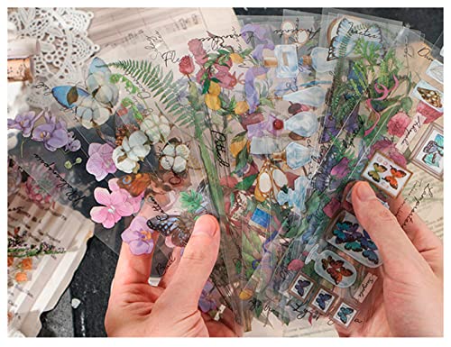 Gulokoka Bullet Journal Scrapbook Zubehör Stickers Aesthetic Blumen Aufkleber Vintage Fotoalbum Papier Kawaii Washi Sticker Set Paper Kalender Papier Cover