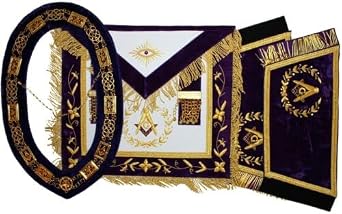 Masonic Regalia Grand Lodge Apron, Collar Chain, with cuff pair set Purple