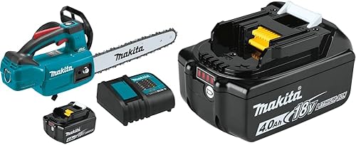 Makita XCU10SM1 - Kit de motosierra de cadena de mango superior de 12 pulgadas LXT de iones de litio sin escobillas de 18 V LXT con batería BL1840B