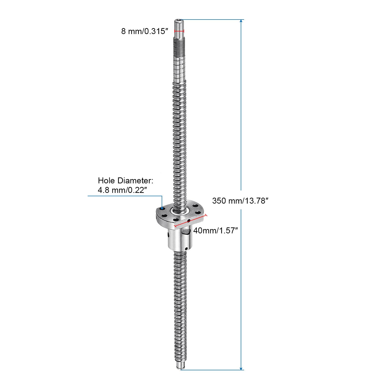 QUARKZMAN BallScrew SFU1204 (Durchmesser 12mm, Steigung 4mm, Länge 350mm) mit Kugelgewindemutter Anti-Backlash Kugelgewindespindel-Kit Standard-Endbearbeitung für BK/BF12 CNC-Maschinenteile