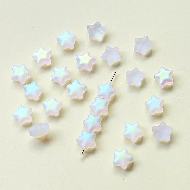 100 perline di vetro a forma di stella colorate trasparenti per bracciali, collane, orecchini e gioielli, in acrilico da infilare