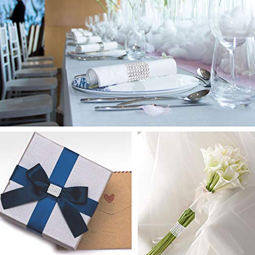 Owill Bling Rhinestone Napkin Rings Adornment for Wedding Party Birthday Party (Silver, 50pcs)