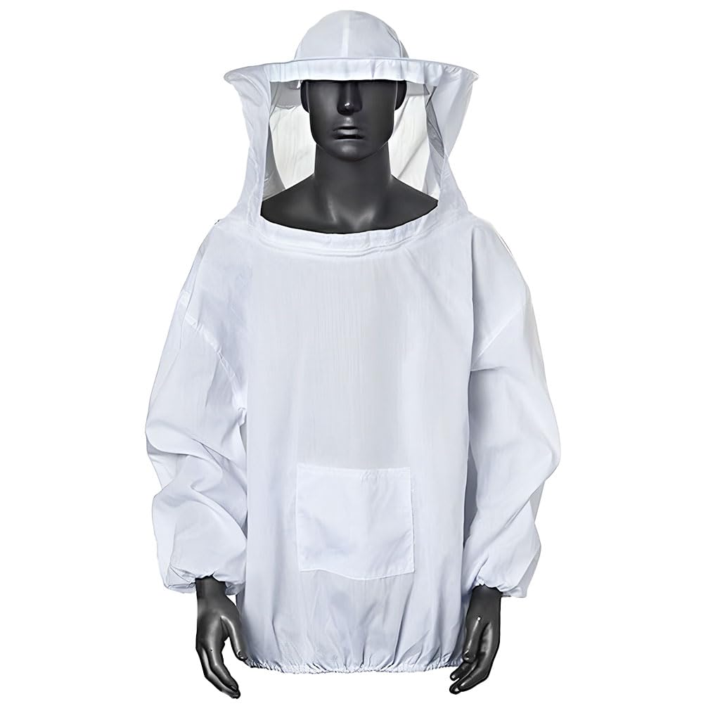HASTHIP® Beekeeping Suit Beekeeping Top with Detachable Veil Hat Elastic Cuff & Elastic Hem Closure Beekeeping Wear Breathable Beekeeping Veil