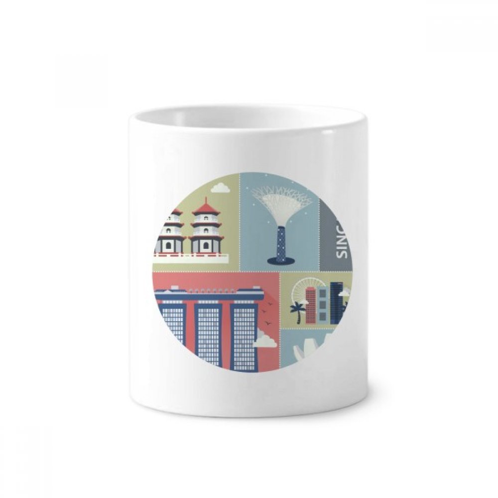 Tasse en céramique Singapour porte-brosse à dents blanc de 350ml