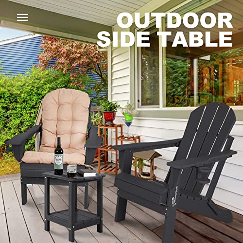 Nalone Adirondack Side Table 16.5" Outdoor Side Table Hdpe Plastic Double Adirondack End Table Small Table For Patio (Black) #TOP4
