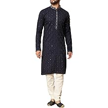 SK131 Men's Navy Blue Kurta Pajama Set Indian Party Suit (36)