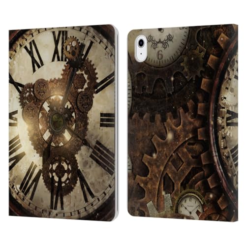 Carcasa de cuero tipo libro iPad Air 2020 2022 Simone Gatterwe reloj vintage steampunk