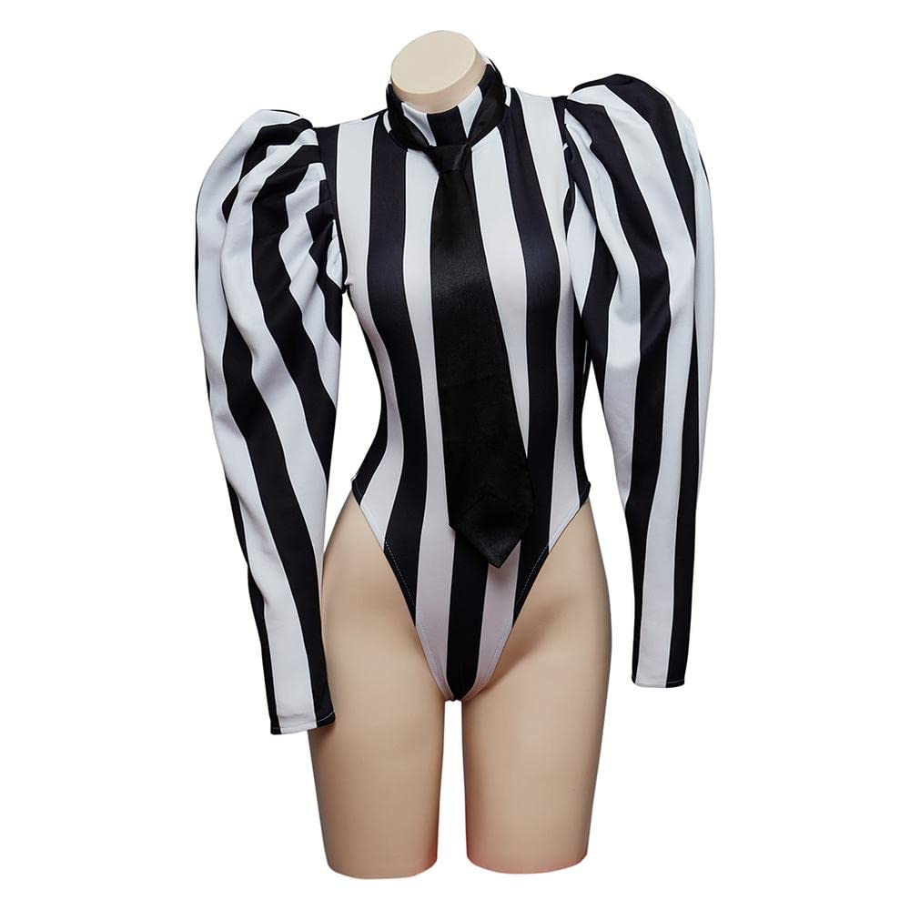 VEECOOCOS Beetle Bombshell Costume Donna Sexy Nero Bianco A Righe Body