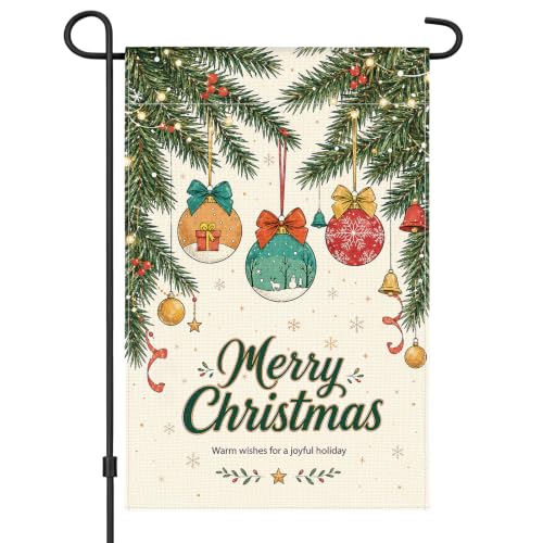 AhfuLife Drapeau jardin ornements Noël décor extérieur, 12x18 po