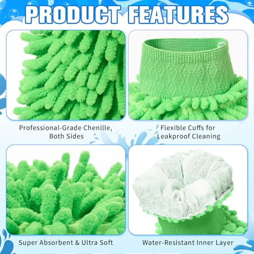 Image of Patelai 30 Pcs Car Wash Mitts Bulk Microfiber Scratch Free Detailing Chenille Car Washing Gloves Hand Double Sided Absorbent Cars Sponge for Washing Cleaning Trucks Boats, 9.45 x 5.9 Inch(Green,Blue)