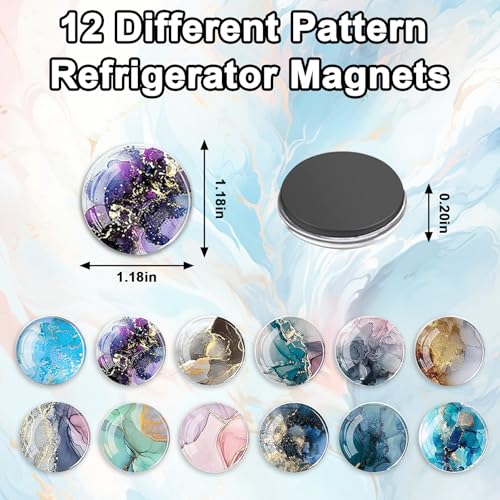 Set de 12 imanes decorativos de mármol para refrigerador miniatura 2