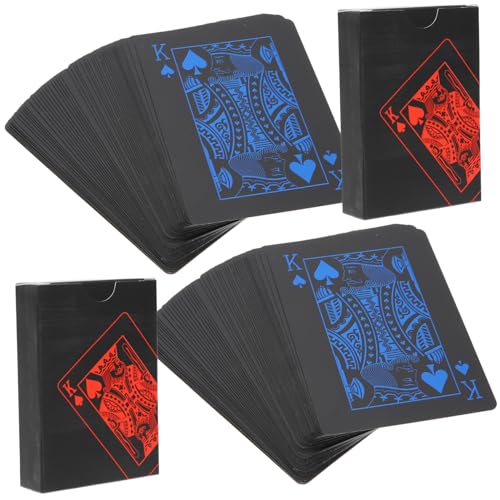 Kisangel Pokerkarten Aus Schwarzem PVC 2 Stück Kompakte Spielkarten Für 2-Spieler Spiele Party Und Familienwettbewerb