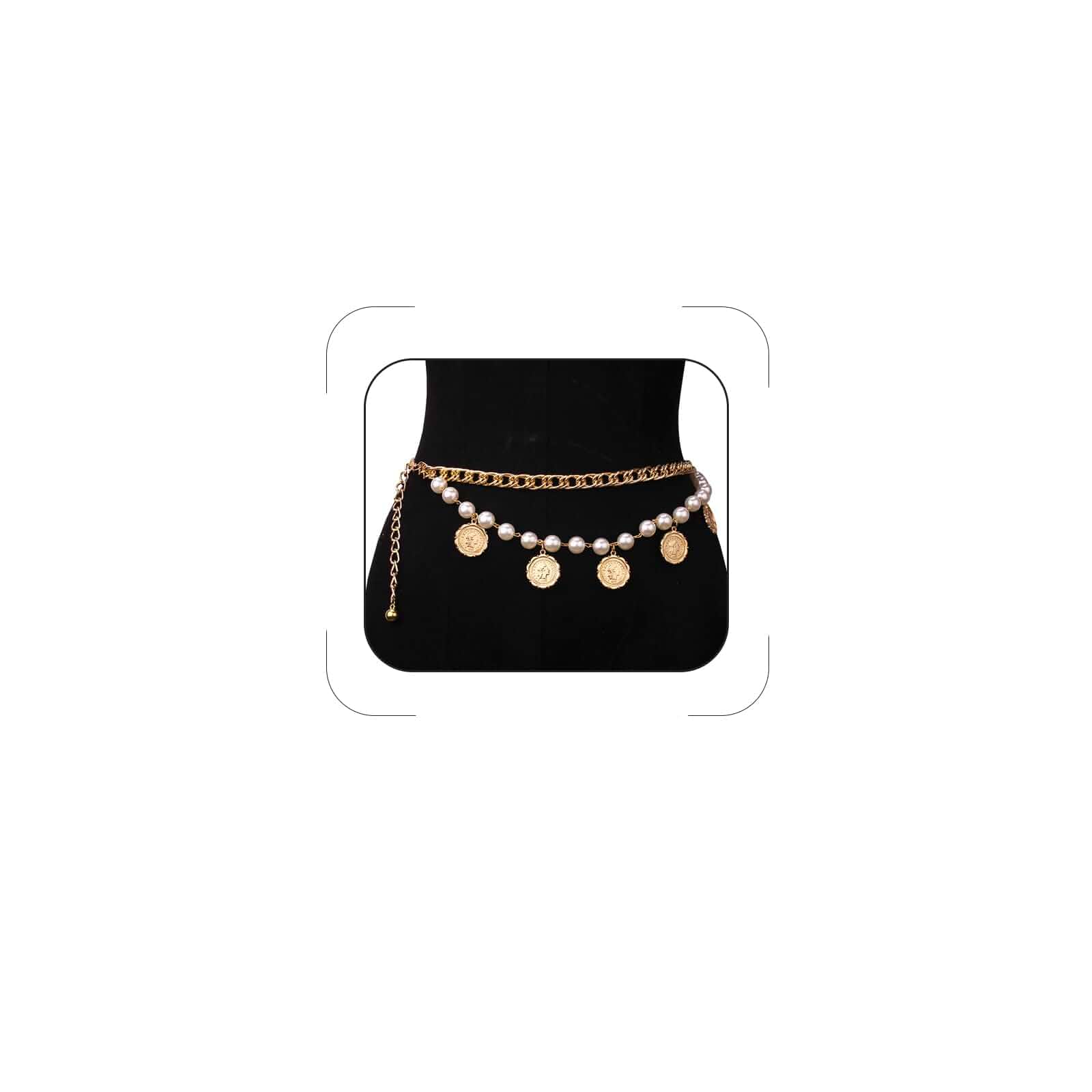 Pirate Waist Chain for Women Multilayer Metal Waist Chain Belt Adjustable Long Belt Body Belly Chain Boho Layered Coin Waist Chain Pirate Costume Women Men Jewellery