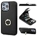 Folosu Compatible with iPhone 14 Pro Max Case Wallet with Card Holder, 360Â°Rotation Finger Ring Holder Kickstand, RFID Blocking Leather Protective Double Buttons Shockproof Cover 6.7 Inch Black