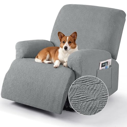 Image of Timeles Recliner Covers Extra Wide Recliner Chair Cover Reclining Sofa Slipcovers for Pet&Kid,Stretch Soft Washable (One-Seater Oversized, Light Gray)