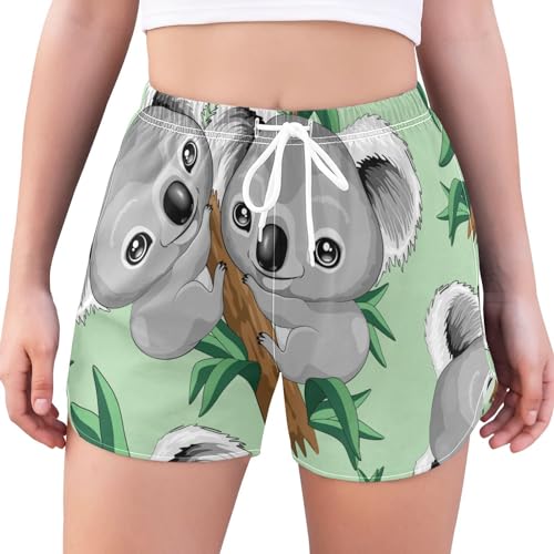 Koala Shorts de basquete de secagem rápida para meninas de cintura alta atléticos para academia e co