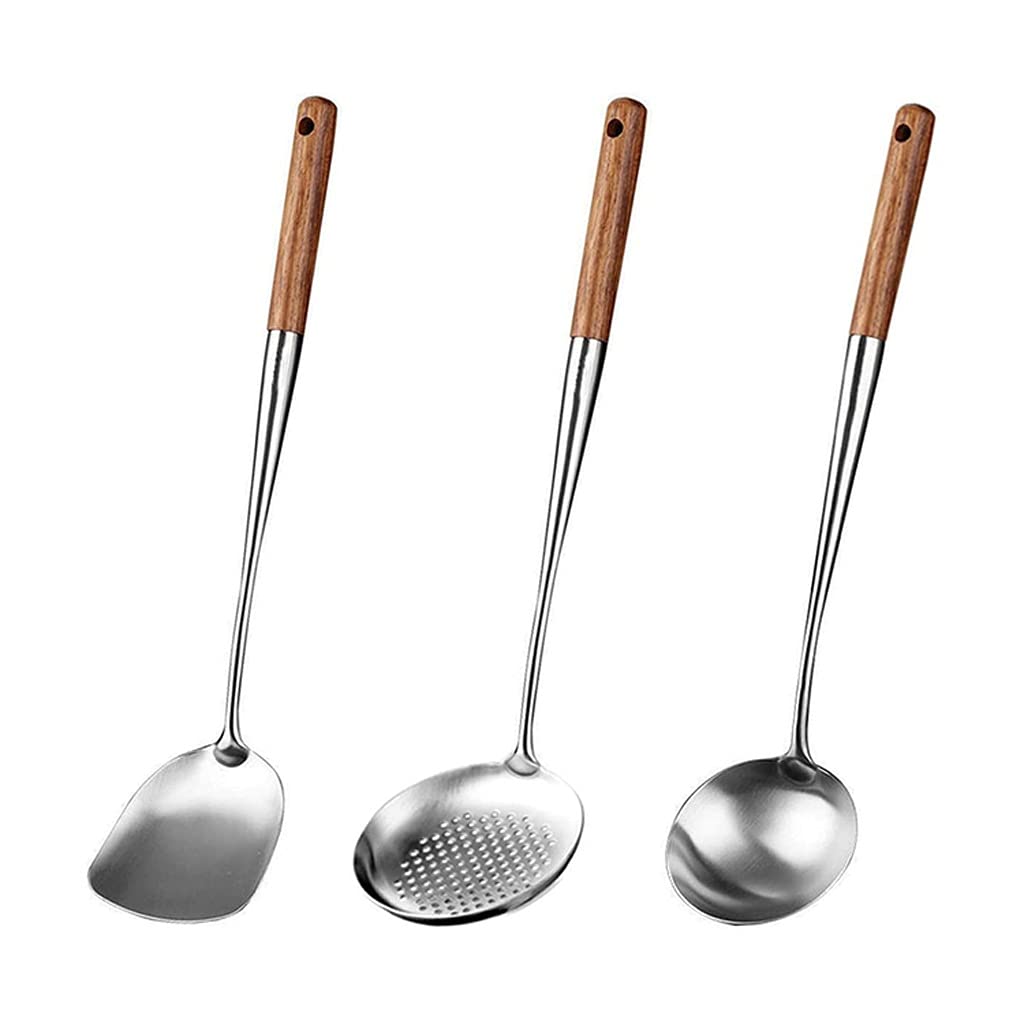 Spatule et louche de wok en acier inoxydable 304 pour une cuisine durable
