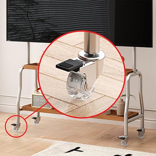 Soporte móvil ajustable para TV con estante y ruedas miniatura 3