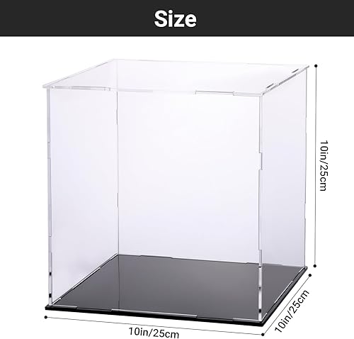 Miniatura 3 de Vitrina de cristal, 10 x 10 x 10 pulgadas, caja de plástico transparente para sombrero, fútbol, baloncesto, fútbol, voleibol, rugby, figura de