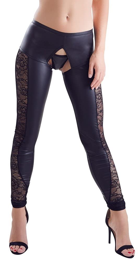 Orion Leggings & String, 2-teiliges Set, ouvert, Spitze, Cut-Outs, schwarz