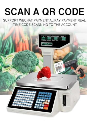 Báscula comercial digital con impresora y doble pantalla miniatura 5
