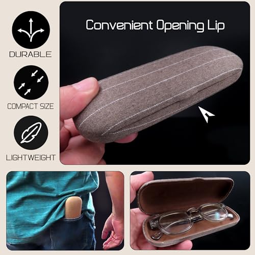 Image of MyEyeglassCase Men Small Glasses case - Eyeglasses Hard Shell Holder Pouch & Cloth-Reading Slim & Narrow Case Heavy Duty