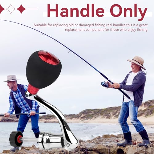 Fishing Spinning Reel Handle, Fishing Reel Replacement Handle Fishing Reel Grips Metal Rocker Arm Grip(Red Medium for 2000 & 3000)