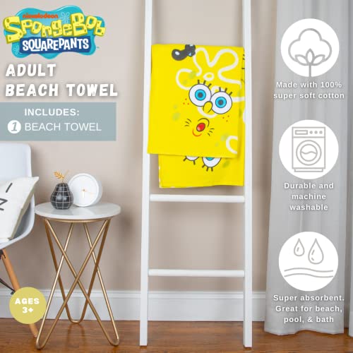 Franco Collectibles Spongebob Squarepants Super Soft Cotton Bath/Pool/Beach Towel, 60 In X 30 In, (Official) Niceklodeon Product #TOP1