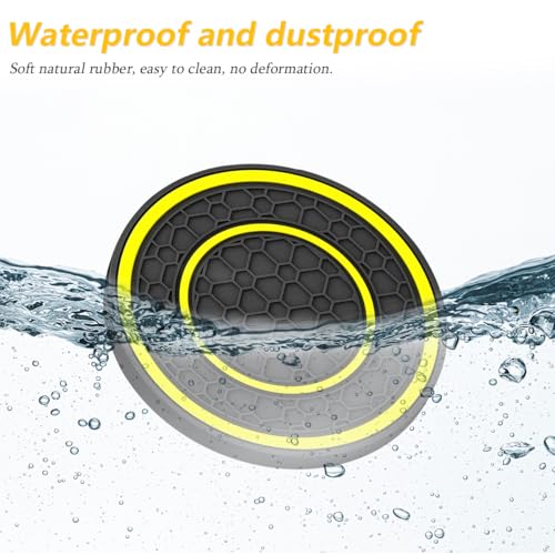 Image of Osilly Car Coasters for Cup Holder, 2.75 Inch No-Slip Anti Dust Insert Coaster, Universal Auto Waterproof Coasters Silicon Insulation Cup Mats for Woman Man, Suit for Vehicle (Black /Yellow, 4PCS)