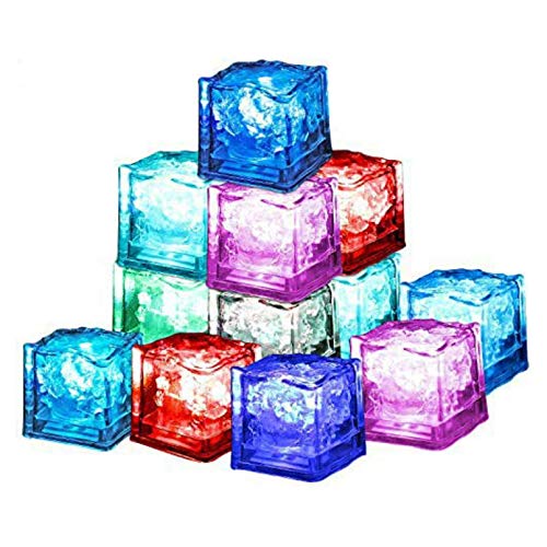 Hozora 12 stücke Wasser tauch leuchten led eiswürfel Farbwechsel blinkende Lichter für bar Club Hochzeit leuchtenden DIY Dekoration (Mehrfarbiges langsames Blinken) Cover