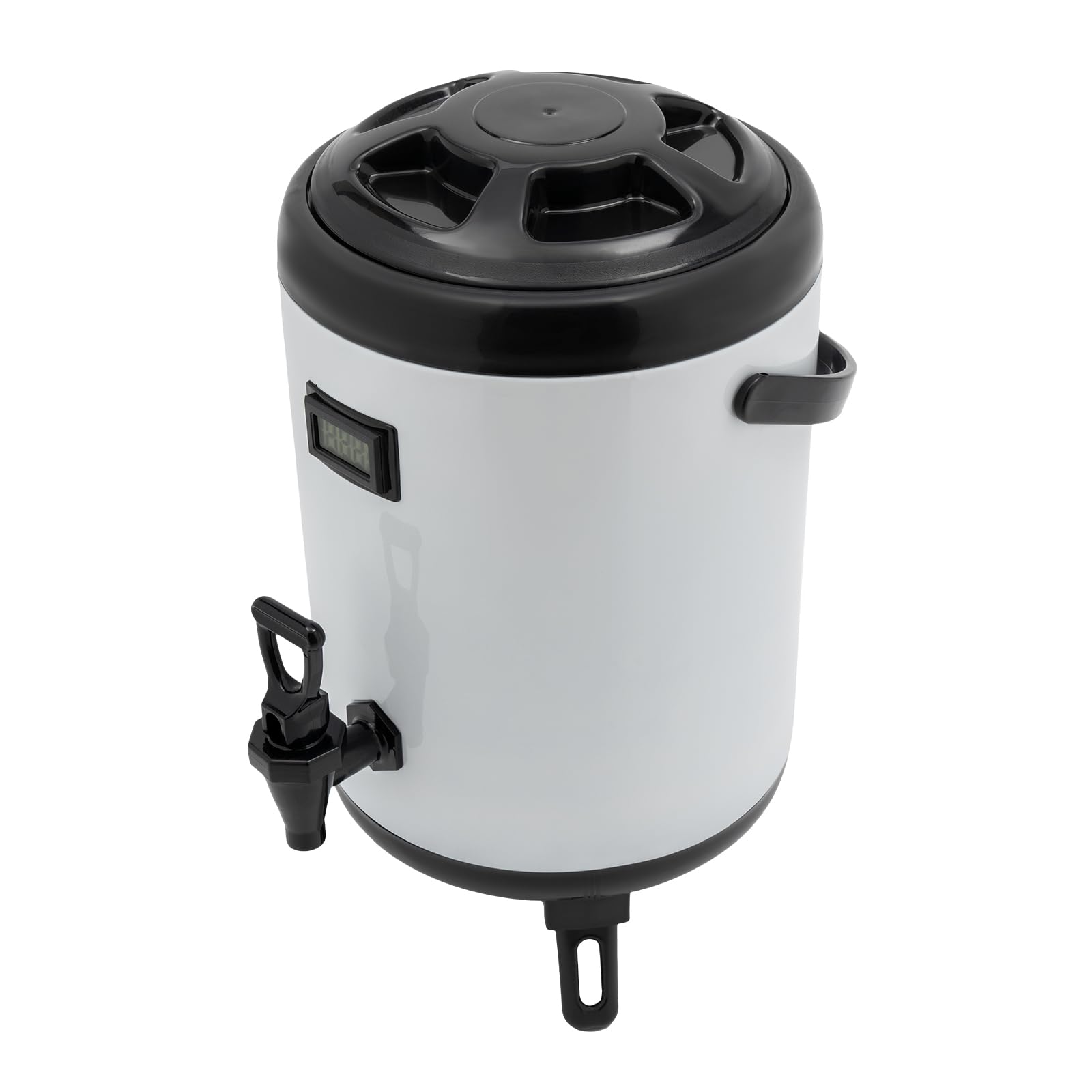 Distributore di bevande isolato in acciaio inox, 8 l, distributore di bevande calde e fredde, con termometro, rubinetto per caffè, cioccolato, tè al latte, succo, termico, 12 ore (bianco)