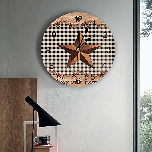 Wall-Clock-10-Inch-Silent-Non-Ticking-Western-Texas-Star-and-Primitive-Berry-Country-4th-of-July-Round-Decorative-Clock-for-Living-Room-Bedroom-Kitchen-School-Easy-to-Read-Battery-Operated-Mute-Clock Wall Clock 10 Inch Silent Non Ticking Western Texas Star and Primitive Berry Country 4th of July Round Decorative Clock for Living Room Bedroom Kitchen School Easy to Read Battery Operated Mute Clock