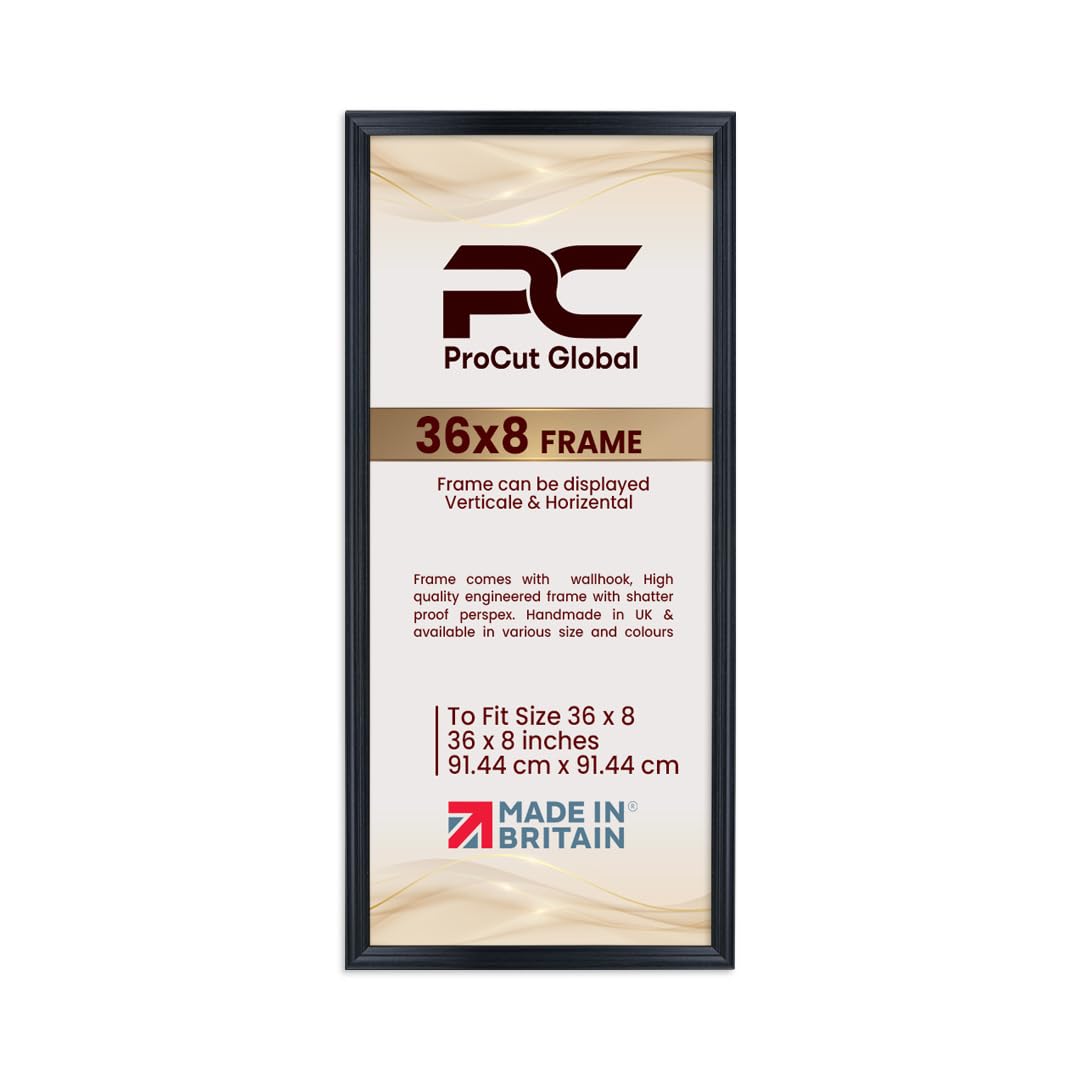Procut Global 36x8 Gold Picture Frames - Classic Wooden Photo Frame with Shatterproof Perspex for Wall or Tabletop - Perfect for Posters, Certificates & Prints - Sizes & Colors Available