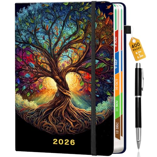 Pcuntslo Diario accademico 2026, formato A5, 400 pagine, visualizzazione settimanale, diario di lavoro da gennaio a dicembre 2026, agenda per studenti e insegnanti, 6 pagine per settimana, libro per