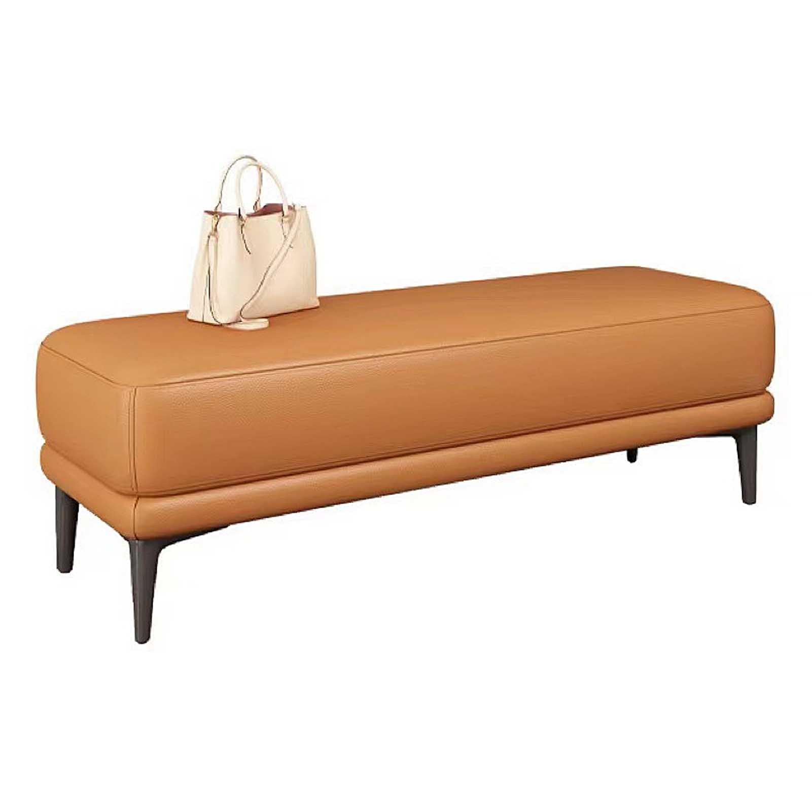 SXZenSpace Narrow Entryway Bench for Bedroom End of Bed Hallway Shoe Changing Stool with PU Leather Cushion Solid Wood Frame Small Ottomans