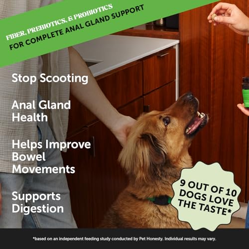Image of Dog Scoot Stopper Anal Gland Support Fiber Supplement - Stop Scooting + Booty Dragging for Perfect Bowel Movements - Daily Dog Fiber Chews with Pumpkin Seed, Prebiotics + Probiotics (Chicken, 90 Ct)