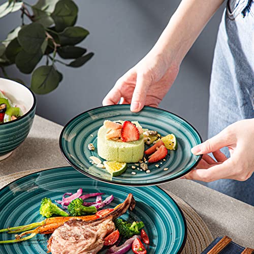 vancasso-Bonbon-Green-Dinner-Set-24-Pieces-Stoneware-Dinnerware-Set-Handpainted-Spirals-Pattern-Ceramic-Combination-Set-with-Dinner-PlateDessert-PlateSoup-PlateBowl-Service-for-6