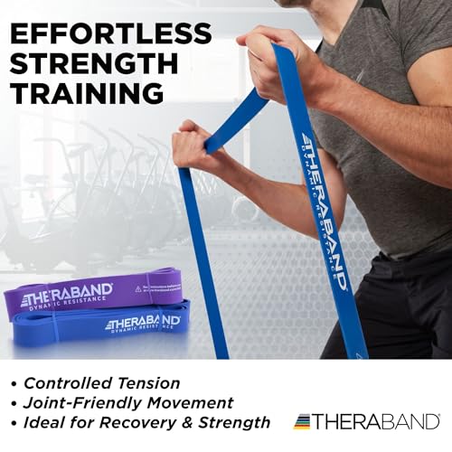 Image of THERABAND High Resistance Band Set of 2, Heavy and Extra-Heavy Elastic Super Bands for Full Body Workouts, Physical Therapy, Strength Training, Durable 41 inch Loop Exercise Bands, 35-50 lbs Resistance